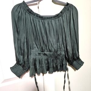Mink Pink Blouse - Lovely Emerald Green, Matching Pants In Closet